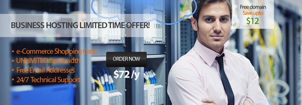 business hosting Limited Time offer! $72/y free domain
